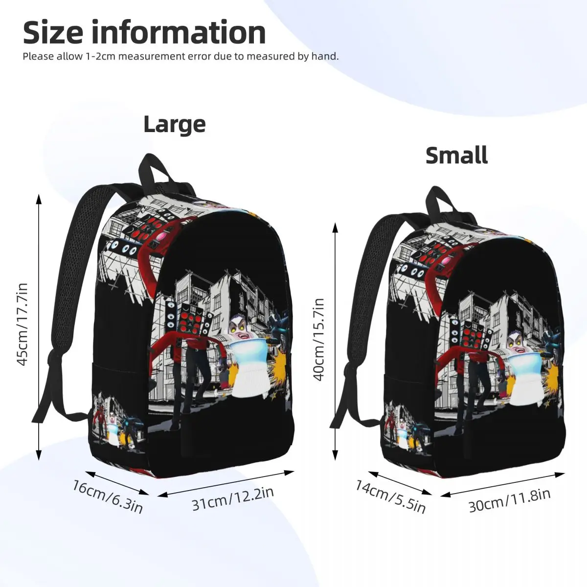 Skibidi-Mochila Jogo Engraçado, Mochila de lona para Adolescentes, Estudante Elementary School assustador Bookbag, Bolsa de Viagem, High College School