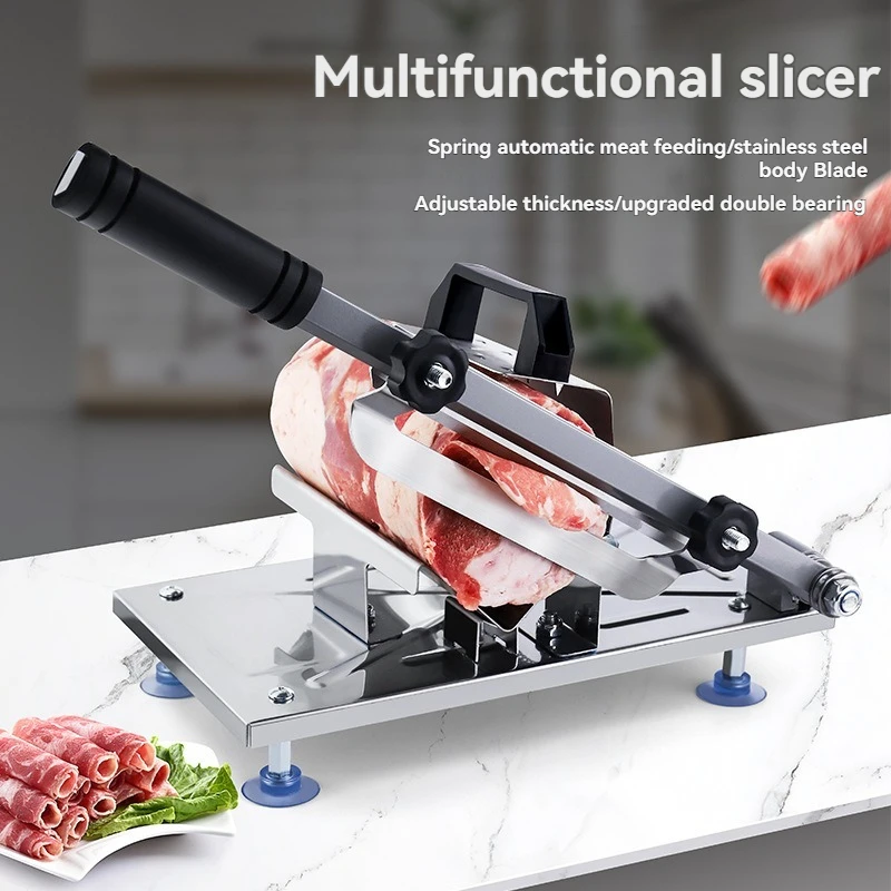 Compact Home Use Stainless Steel Meat Cutter Multifunctional Slicer For Beef Mutton Roll And Frozen Meat Cutting