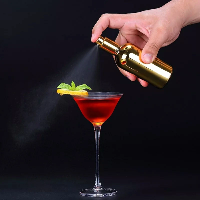 

100ml Silver & Golden Plated Glass Bitters Spray & Flame Cocktail Spray Bottle Wine Cocktail Bartender Glass Sprayer Bar Tools