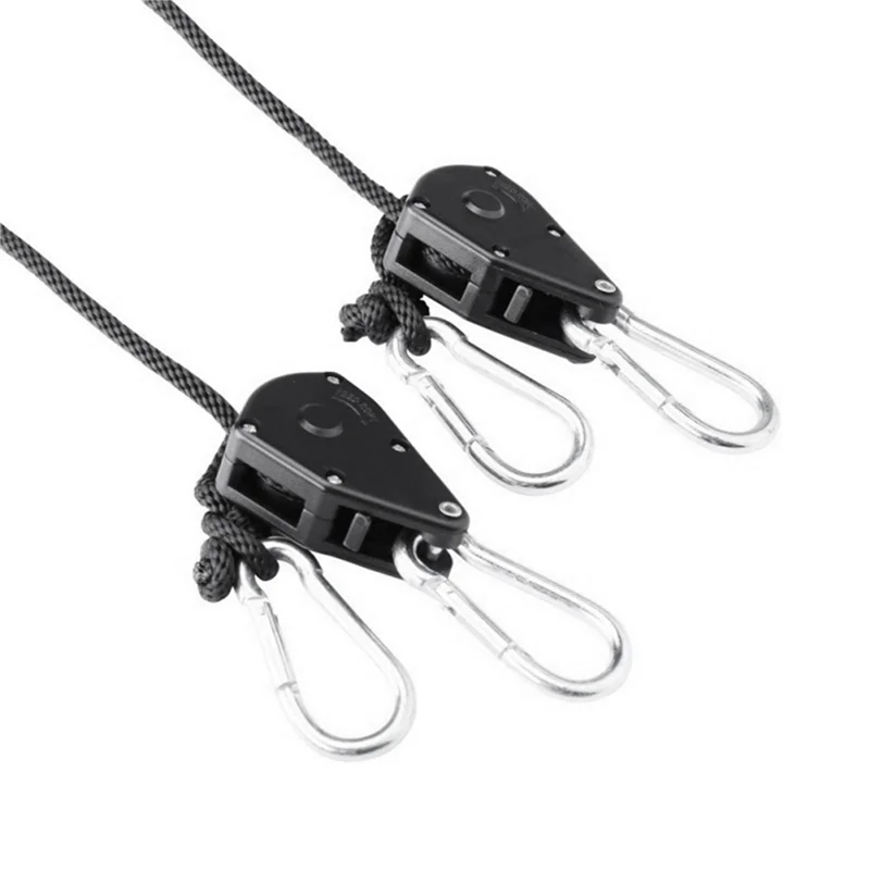 

B72A 24PCS Adjustable 1/8Inch Lanyard Hanging For Tent Fan LED Grow Plant Lamp Rope Ratchet Hanger Pulley Lifting Pulley Hook