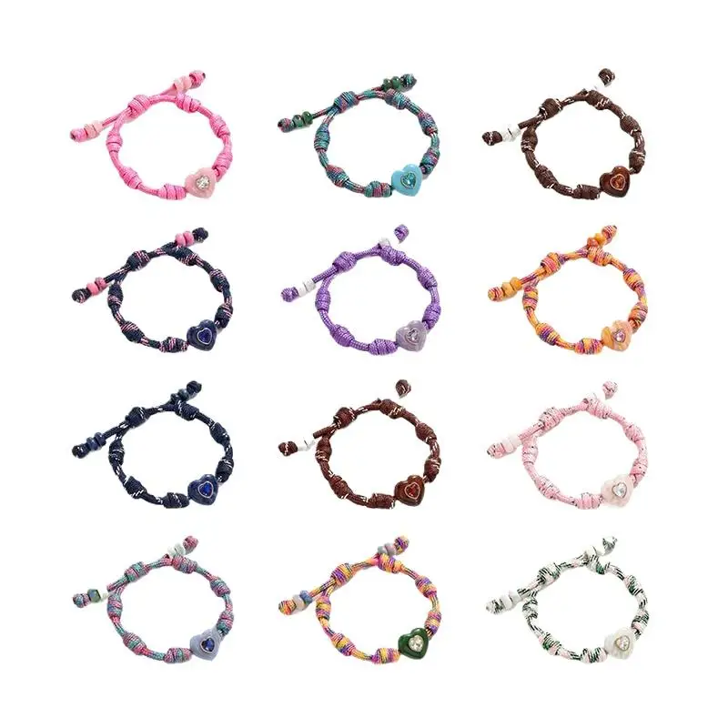 Personalized Heart Dopamine Bracelet Adjustable Drawstring Rope Handmade Contrast Color Hand Rope Fashion Jewelry Gift For Women