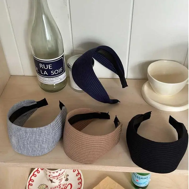 Einfarbiges gestricktes breites Stirnband für Frauen, elegantes Haarband für den täglichen Gebrauch, modisches Haarband für Mädchen, Haarreif zum Gesichtwaschen.