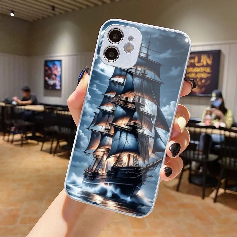 Pirate Corsair Mobile Cell Phone Case for iPhone 15 14 13 12 11 Pro Max X XR XS 8 7 Plus Liquid Glass Phone Cover Funda