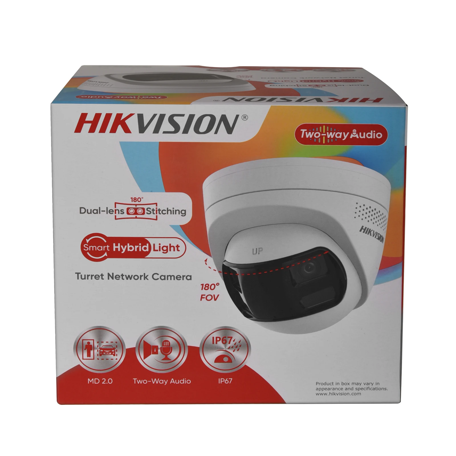 هيكفيجن DS-2CD1383G2P-LIUF/SL 8MP 4K عدسة مزدوجة مخيط 180 °   كاميرا IP شبكية POE ذات زاوية واسعة وإضاءة هجينة ذكية وصوت MD 2.0