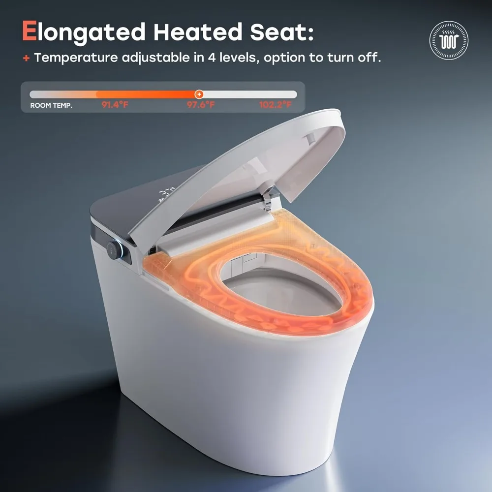 Elongated Heated Seat, Dryer, Blackout Flushin Bidet Toilet 10
