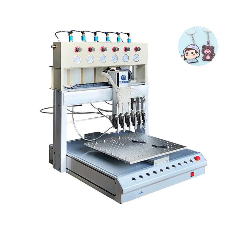 6 Colors High Efficiency Automatic Drip Molding Machine for PVC TPE PP PE TPU Labels Silicone Coasters 2 Years Warranty