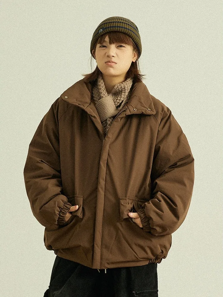 

American Casual Cotton Jaet Thi Warm Faionable Loose Fit for Couples Winter Outerwear Youth ular Sle Zipper Closure