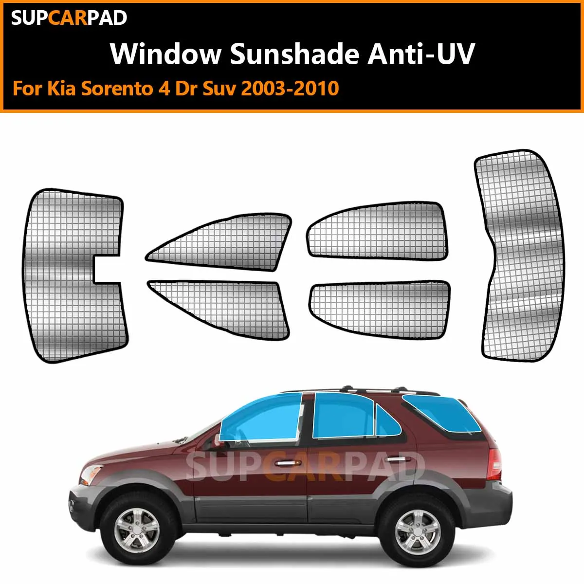 

Для Kia Sorento 4-дверный внедорожник 2003-2010: Индивидуальные солнцезащитные шторки на окна автомобиля, защита от УФ-лучей, аксессуары