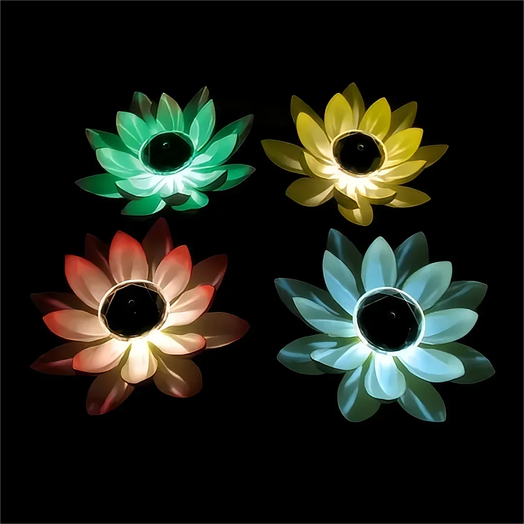 1pc Solar Floating Lotus Shape Water Surface Decor Fountain Decor Bird Bath Lotus Waterscape For Fish Tank Pool Pond Outdoor Gar