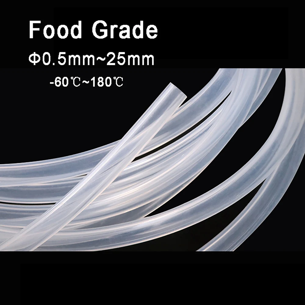 Clear Transparent Food Safe Silicone Tubing Hose Pipe Aquarium Pump Soft Tube Flexible for Beer/Drink/Milk/Water 0.5mm~25mm ID