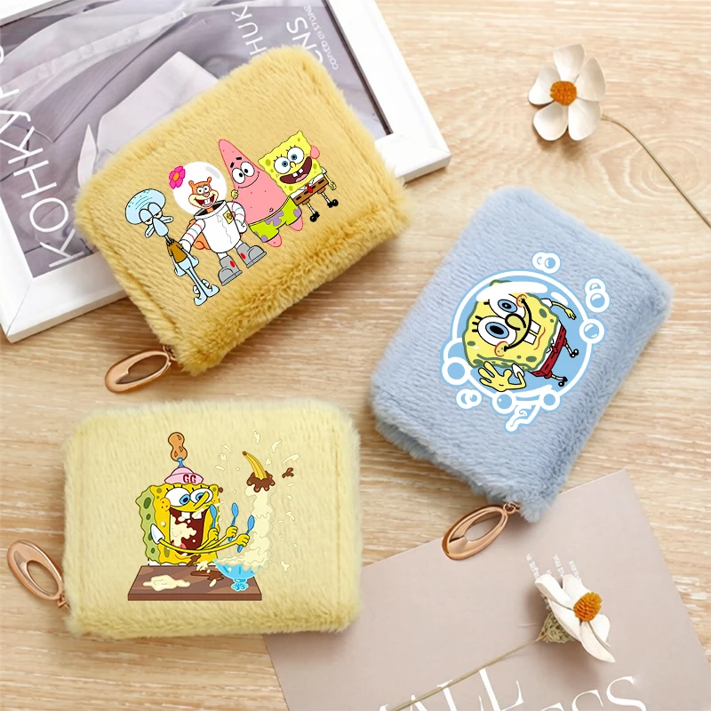

Cute SpongeBobs Wallet for Woman Girl Boys Movie Anime Cartoon Kawaii Travel and Back To School Coin Purse ID Card Holder Pocket