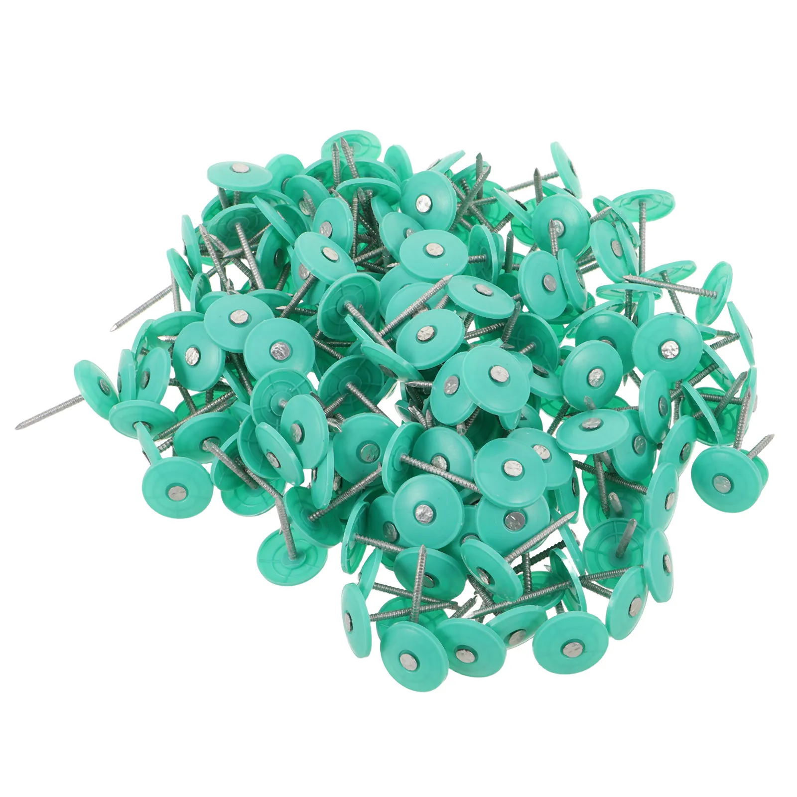 200Pcs Umbrella Roofing Nails with Plastic Washer Round Heavy Duty Cap for Roof Felt Tacks Insulation Boards House Wrap Metal