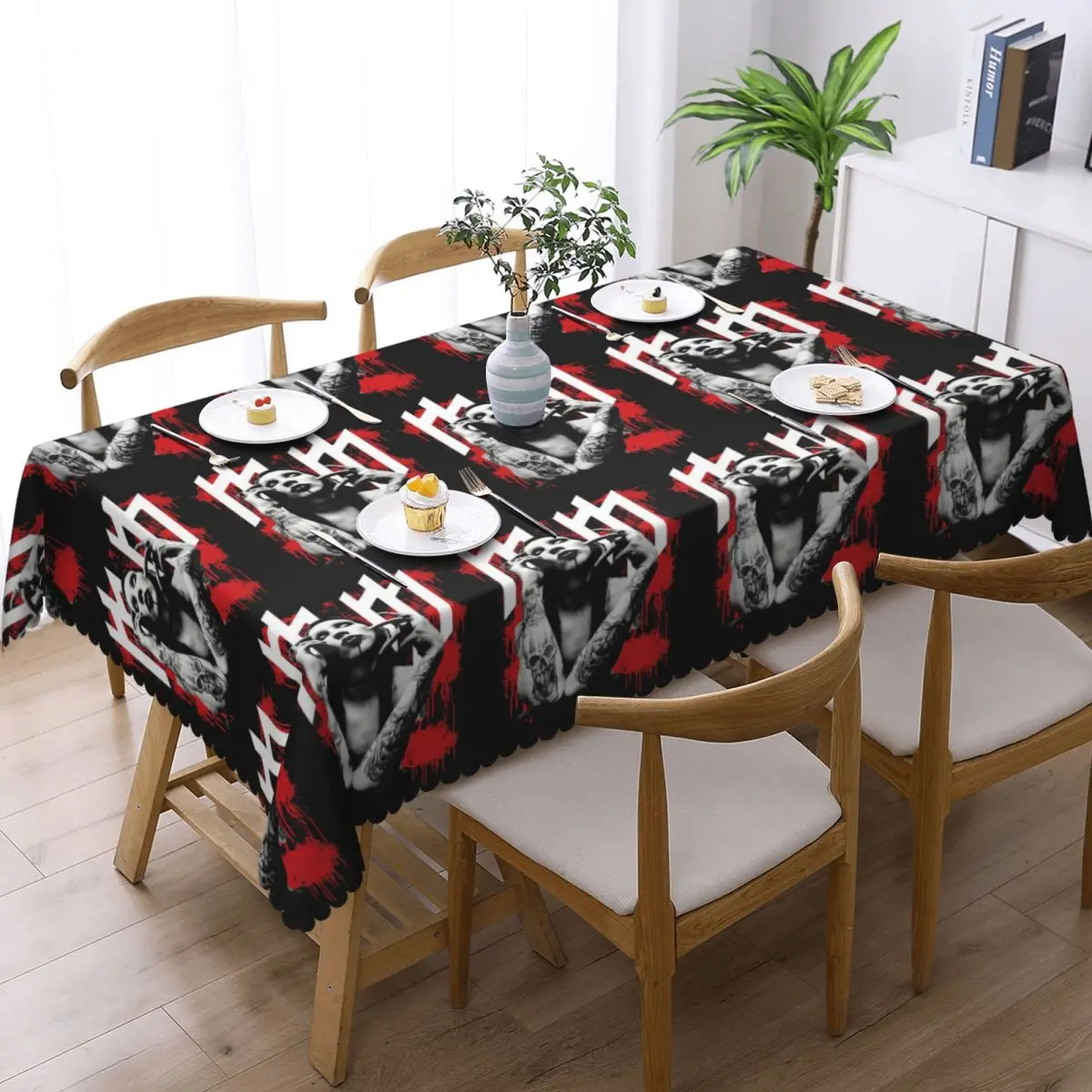 Marilyn Manson Glitch Fan Gift Music Custom Rectangular Tablecloth Oilproof Table Cover for Dining Events Table Cloth