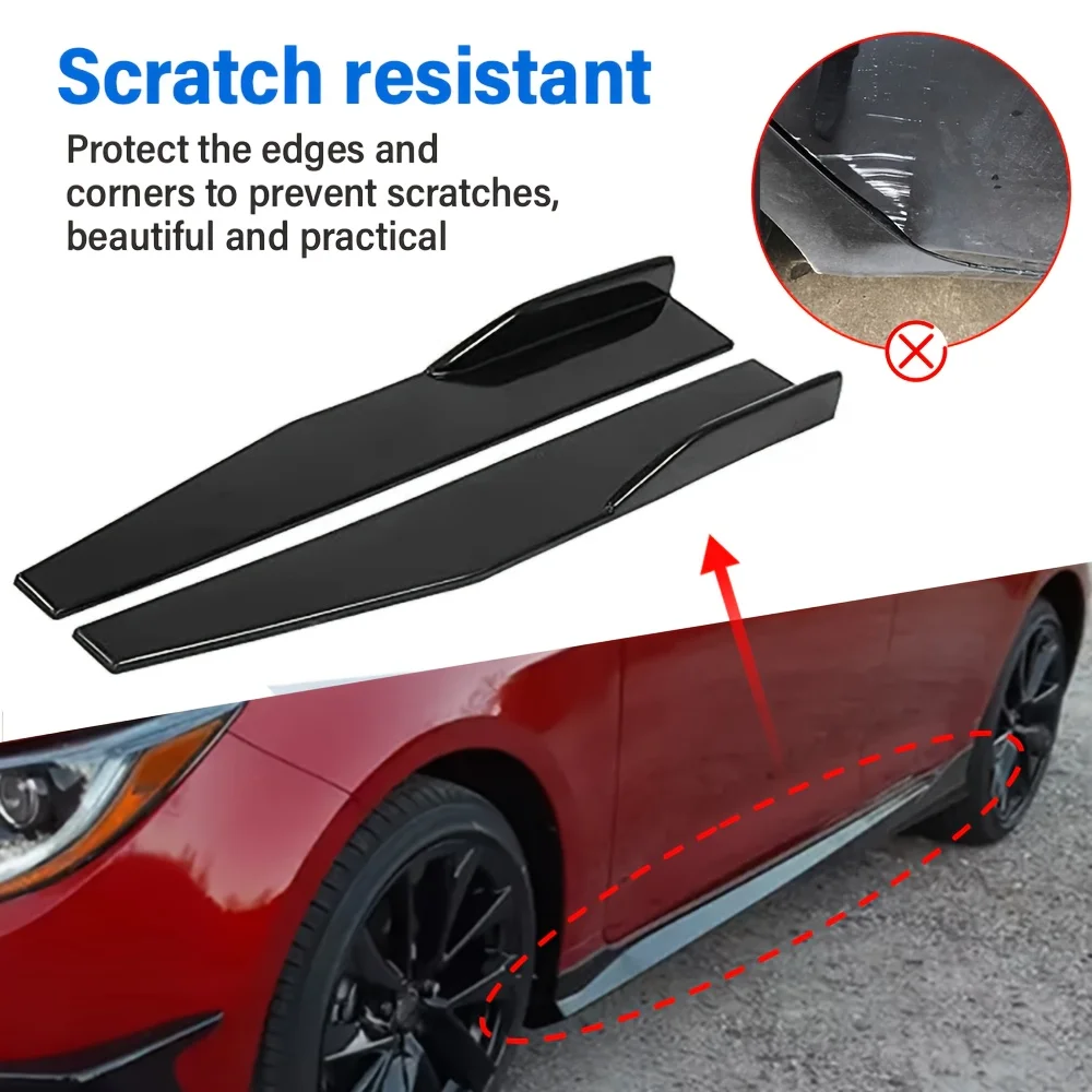 Two-piece general-purpose car side skirt - scratch-resistant ABS bumper trim strip, 29.33-inch black exterior trim accessories