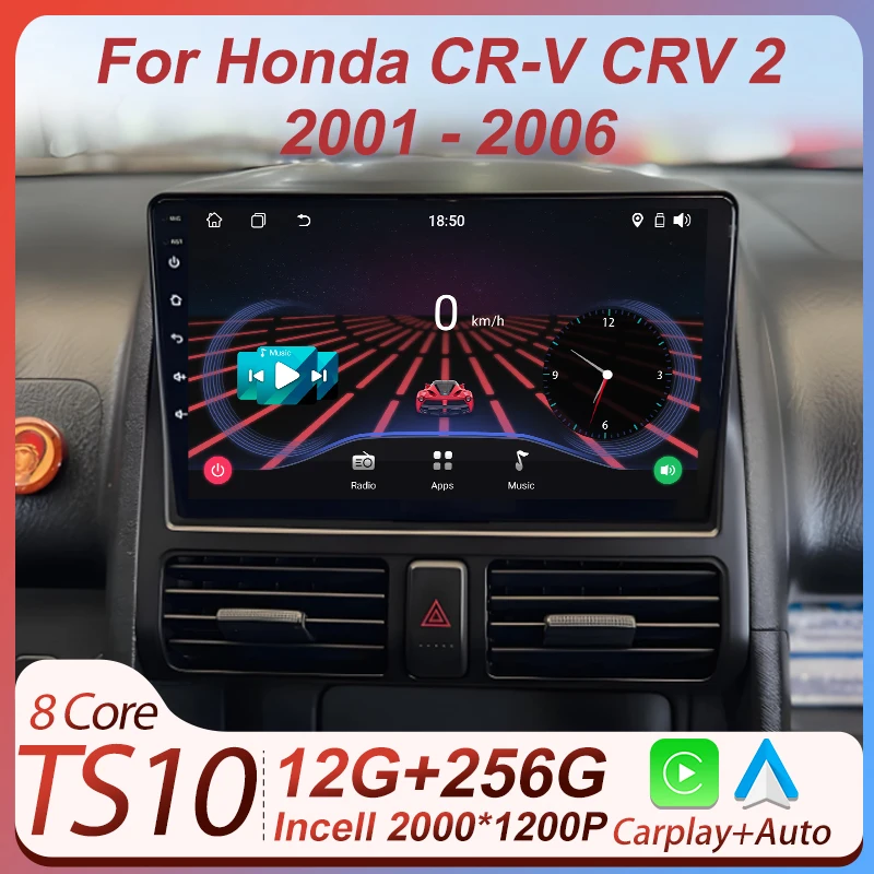 

For Honda CR-V CRV 2 2001 - 2006 Android Auto Car Radio 8 Core Touch Screen Intelligent Car Systems Automotive Multimedia 2 din