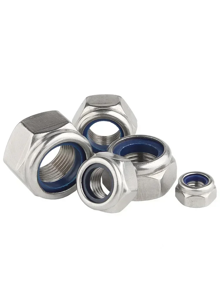 304 Stainless Steel Anti-loose Self-locking Nut Non-slip Lock Hexagon Screw Cap Locknut Black Galvanized Nickel Plated M2 ~ M24