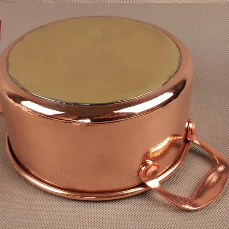 Pure Copper Small Hot Pot For One Person Cooking Induction Cooker Soup Pot with Lid 17cm Easy To Clean Single Serving Pot Best