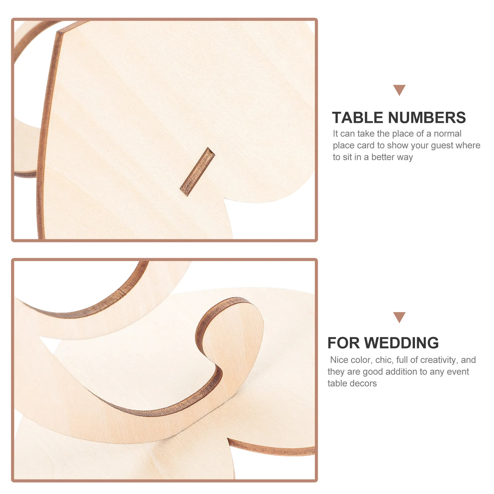 10Pcs Wooden Table Numbers Heart Base Stable Number Cards Wedding Party Catering Decoration Table Numbers Wedding Place Sign