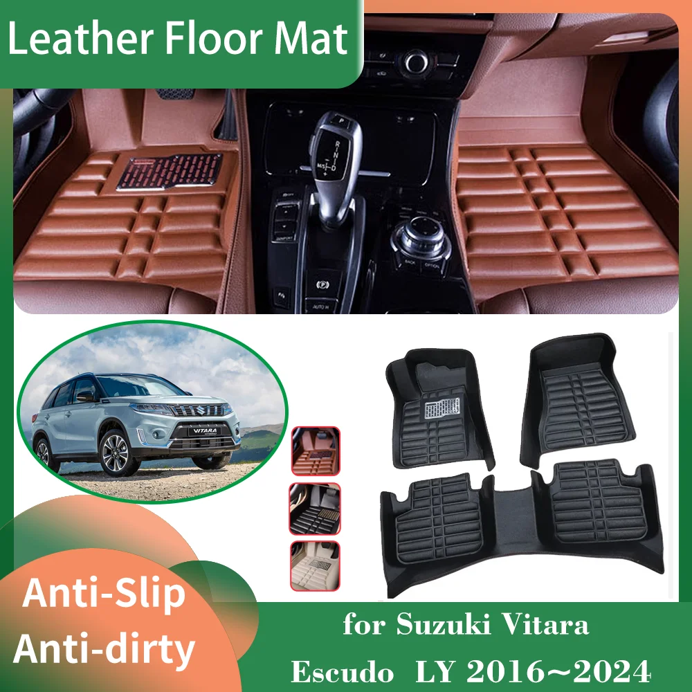 

Car Leather Floor Mat for Suzuki Vitara Escudo LY 2016~2024 2017 Foot Interior Liner Waterproof Carpet Pad Custom Accessories