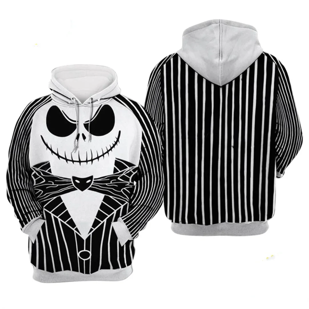 Disney The Nightmare Before Christmas Jack Skellington 3d Hoodie Men Fashion Sweatshirts Halloween Harajuku Casual Zipper Hoodie