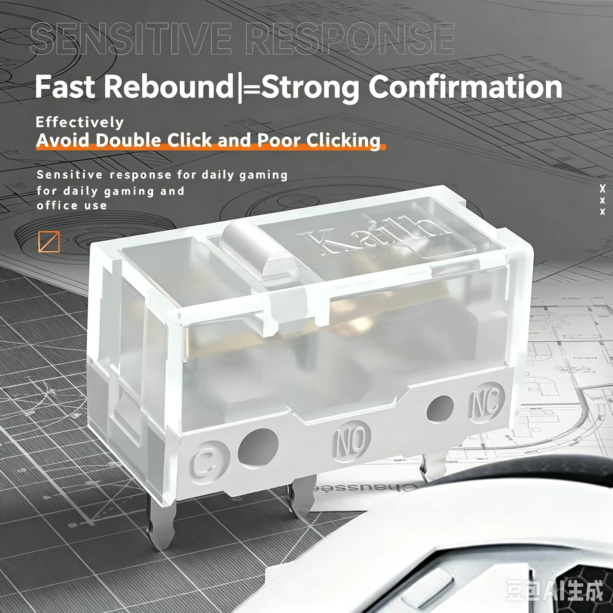 1pcs-10Pcs New Kailh White Blade Micro Switch 100 Million Click Computer Game Mouse Left Right Repair Microswitch Button
