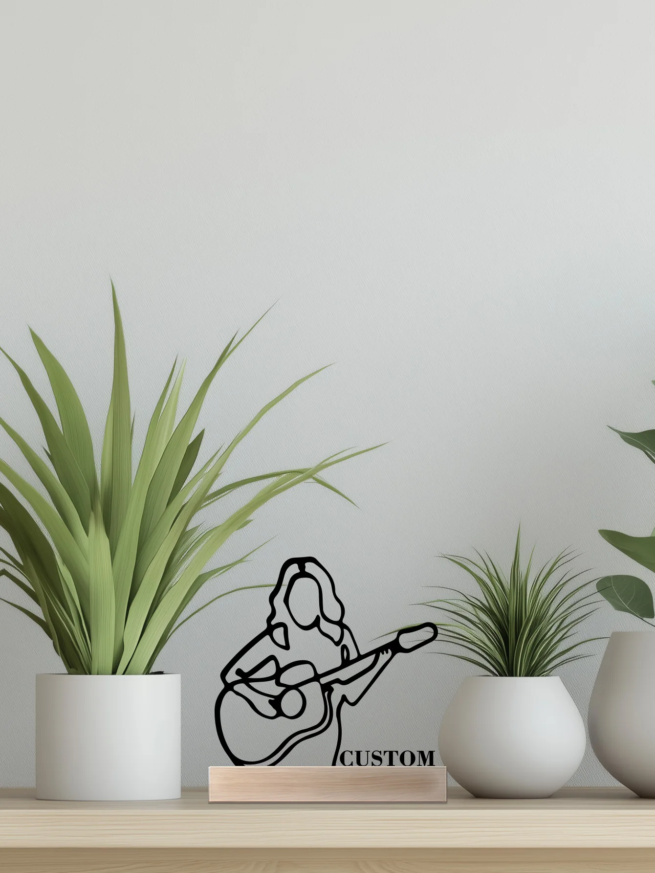 1 قطعة اسم مخصص بسيط الغيتار تمثال معدني مع قاعدة خشبية الحديد زخرفة القصدير النحت الفن الحرف مع قاعدة خشبية طاولة المنزل