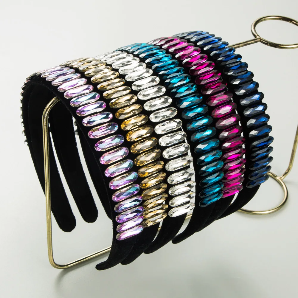 

Повязка на голову Heming в ретро-стиле, полностью инкрустированная стразами, из бархата, модная, элегантная, блестящая, для банкетов, аксессуар для волос.