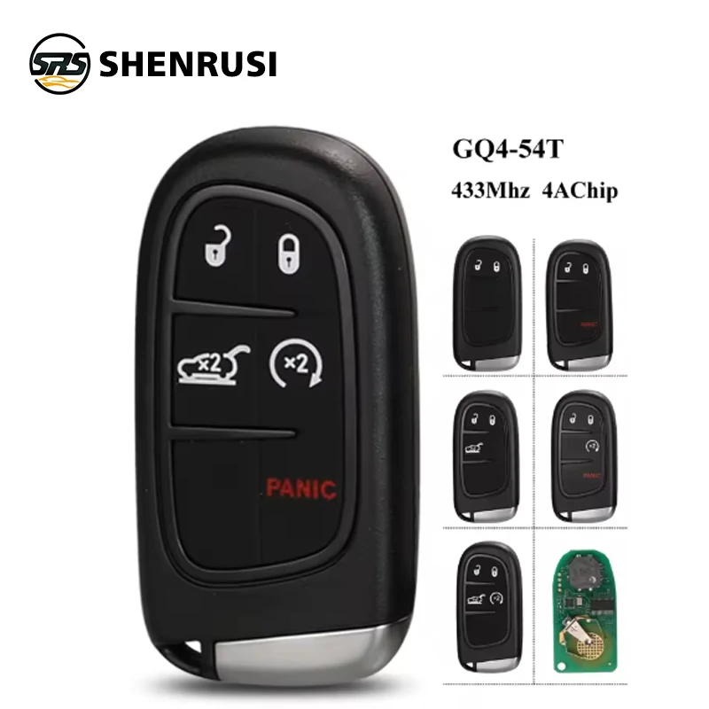 

SHENRUSI KeylessGo 433 МГц Hitag-AES 4A чип 2/3/4/5 BTN удаленный смарт-ключ для Jeep Cherokee Durango Chrysler GQ4-54T