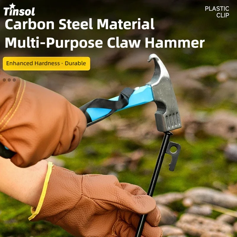 TINSOL High-Carbon Steel Hammer and Stake Remover—Multifunctional Outdoor Stake Hammer for Camping Tents and Canopies