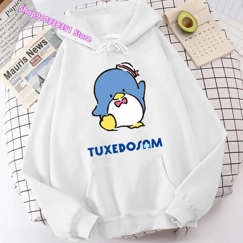 

TuxedoSam Hooded For Women 2000s Aesthetic Long Sleeve Street White Hoodie Harajuku Korean Oversize Sweatshirt Ladies Sweater