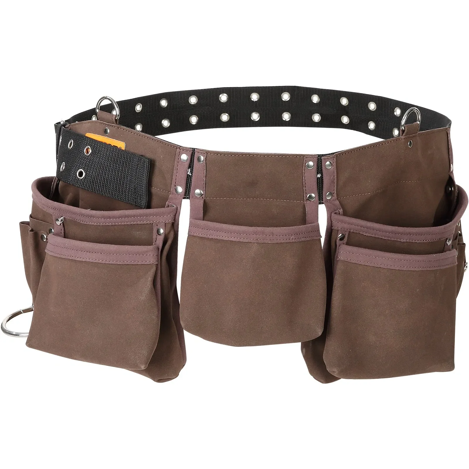 

13 Pockets Tool Belt, Adjusts from 29 Inches to 54 Inches, Leather Heavy Duty Tool Pouch Bag with Dual Hammer Loops, Tool Bag