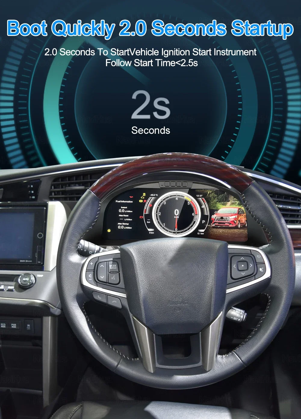 12.3‘’ LCD Instrument Panel For Toyota Innova 2016-2022 Digital Cluster Virtual CockPit Speedometer Dedicated Dashboard