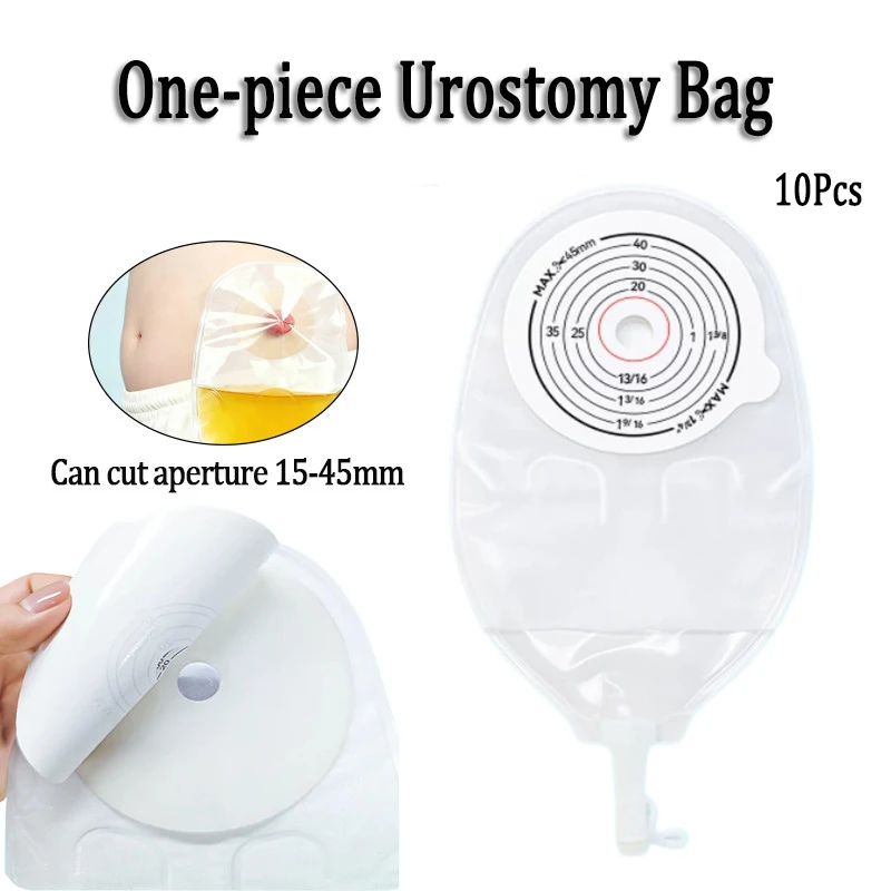 10PCS One-piece Urostomy Bag Transparent Urine Drainage Bag Anti-backflow Design for Stoma Care