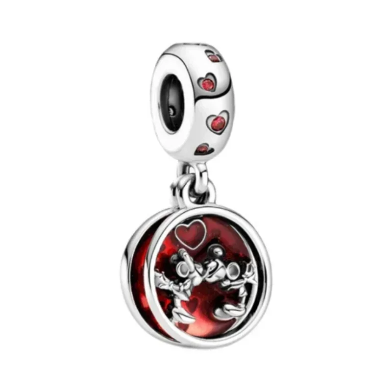 Disney 925 Srebrne koraliki łańcuszkowe Myszka Miki Minnie Charms Pasują do oryginalnych bransoletek Pandora DIY Biżuteria damska Prezenty