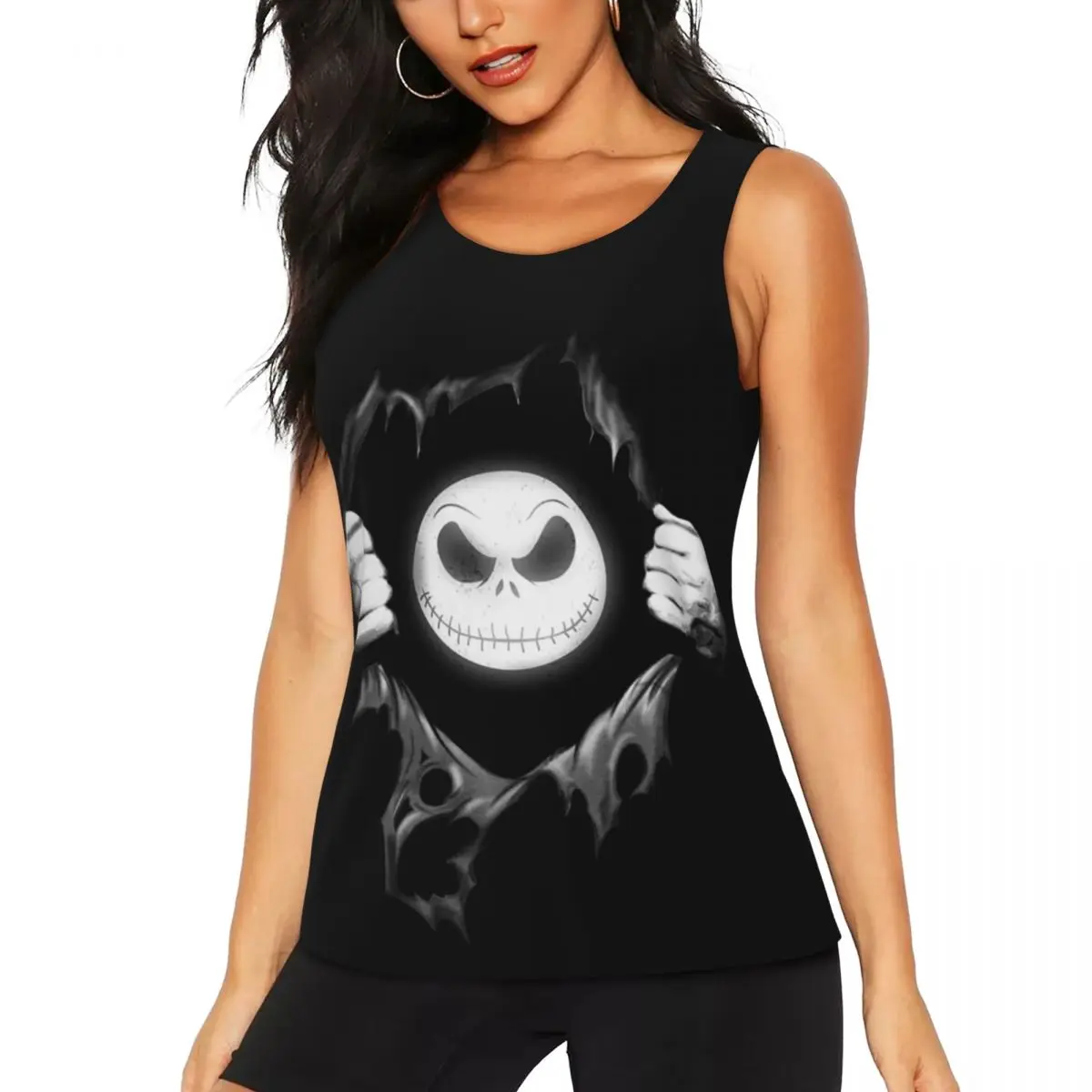

Custom Jack's Heart The Nightmare Before Christmas Workout Tank Tops Horror Movie Halloween Quick Dry Sleeveless Yoga Shirt