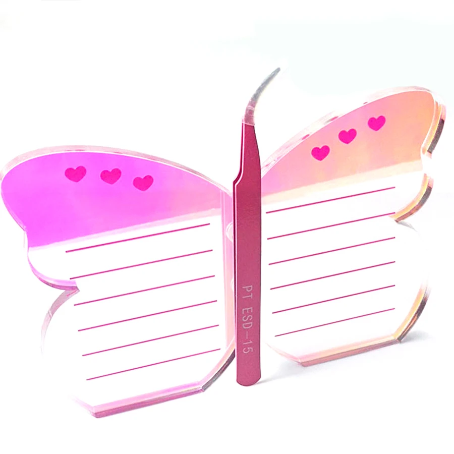 

Color Butterfly Eyelash Board Eyelash-Tray Palette Transparent Acrylic Eyelashes Extension Hand Plate Lash Pallet Holder Tray