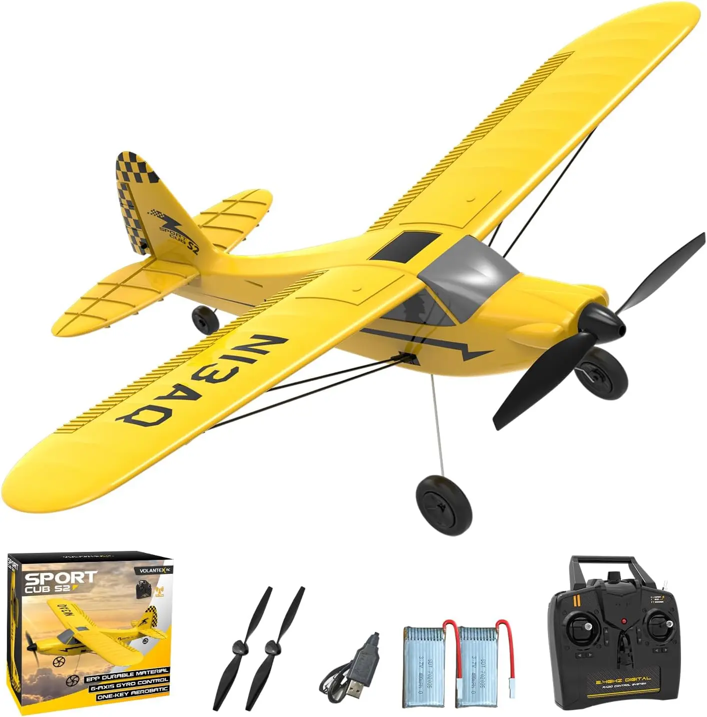 RC Plane, 3 Channel Remote Control Plane for Beginners & Adults | Sport Cub Trainer RTF, Prop Saver, 6-Axis Gyro Stabilizer, 3 M