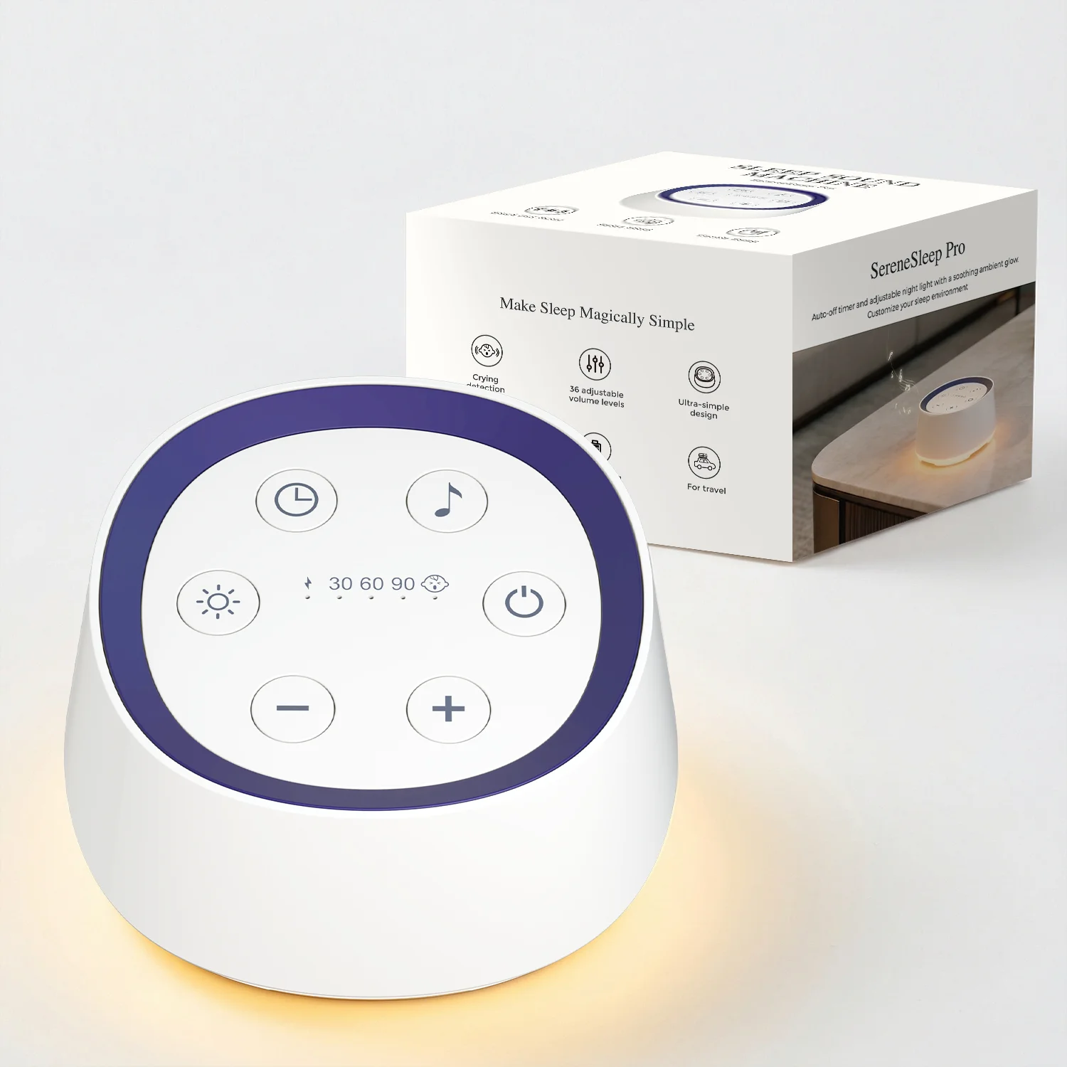 YAFULL White Noise Sound Machine 30 Soothing Sounds Rechargeable Sleep Night Light with Timer Cry Sensor for Adults Baby Bedroom