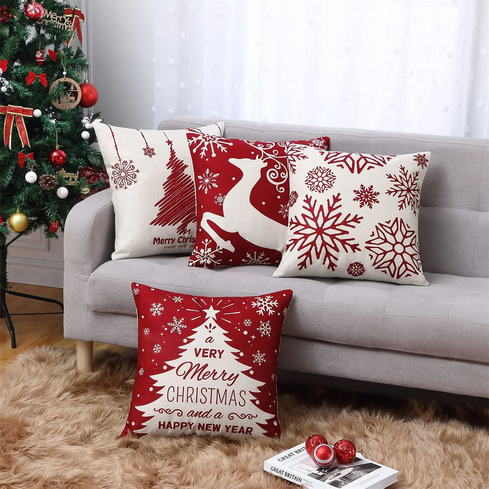 2023 Christmas Pillow Covers Christmas Decorations Throw Pillow Covers Set Of 4 Throw Pillow Cases With Holiday Decor Sofa