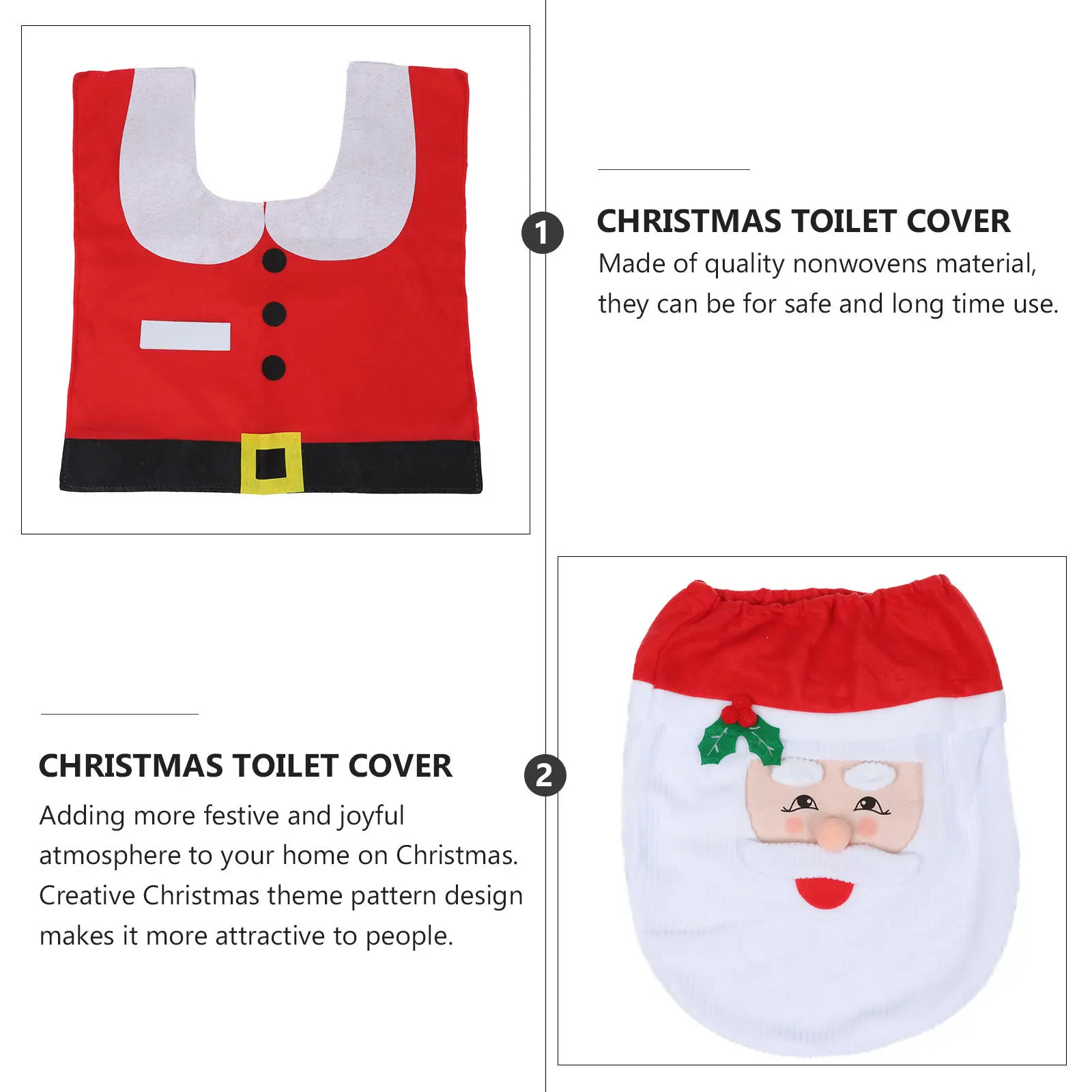 

Santa's Toilet Cover along with Floor Mat for Bathroom Christmas Winter Seat Lid Water Tank