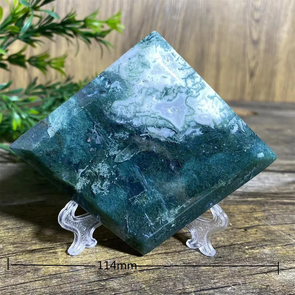 Natural Crystal Moss Agate Rhombus Stone Palm Quartz Reiki Flower Beauty Minerals Healing Spiritual Stripe Home Decoration