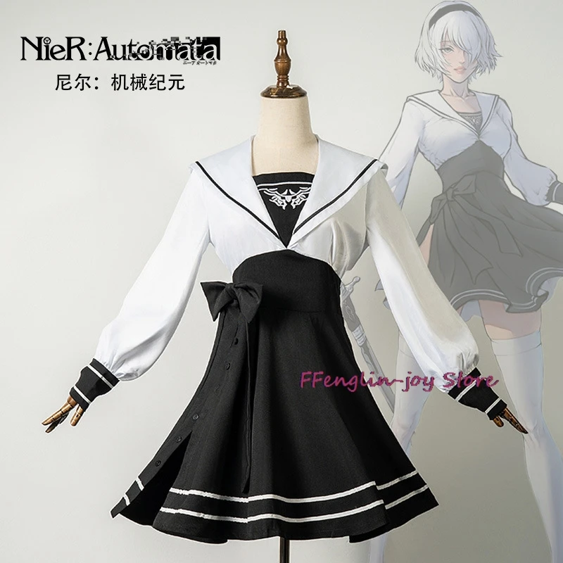 Nier Automata Cosplay Costume Yorha 2B Sailor Suit Sexy Outfit Games Suit Women Role Play Girls Halloween Party Fancy Dress