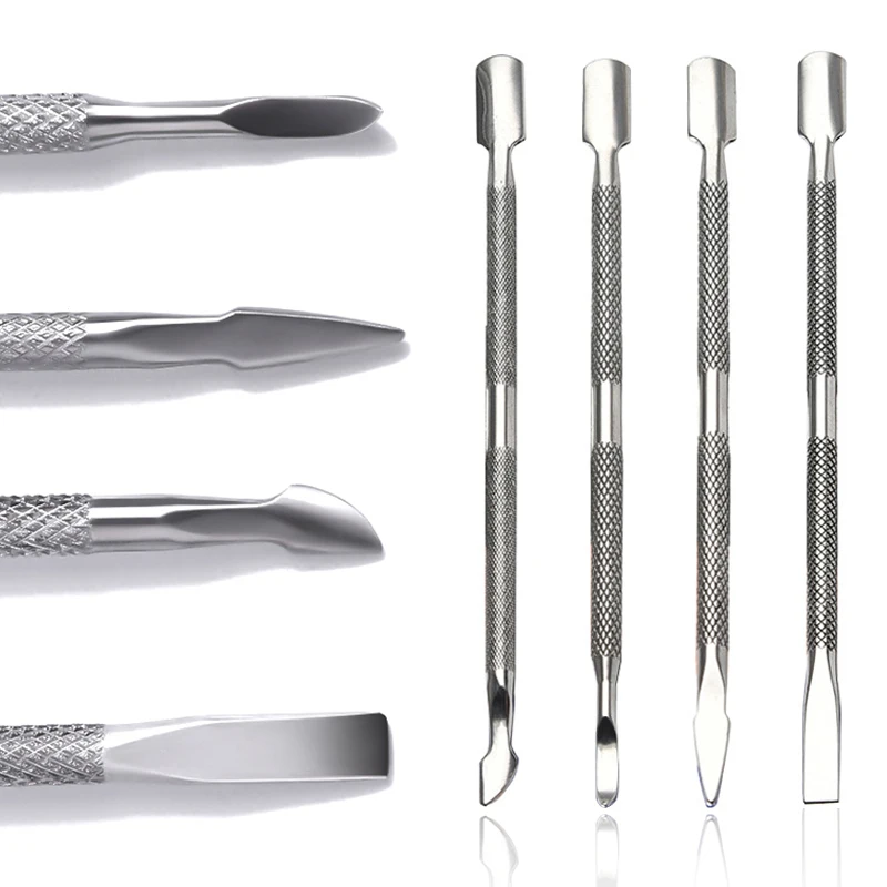 

4 шт./компл., стальной двусторонний толкатель для кутикулы, средство для удаления омертвевшей кожи, очиститель для маникюра, инструмент для ухода за ногтями, все для маникюрного набора