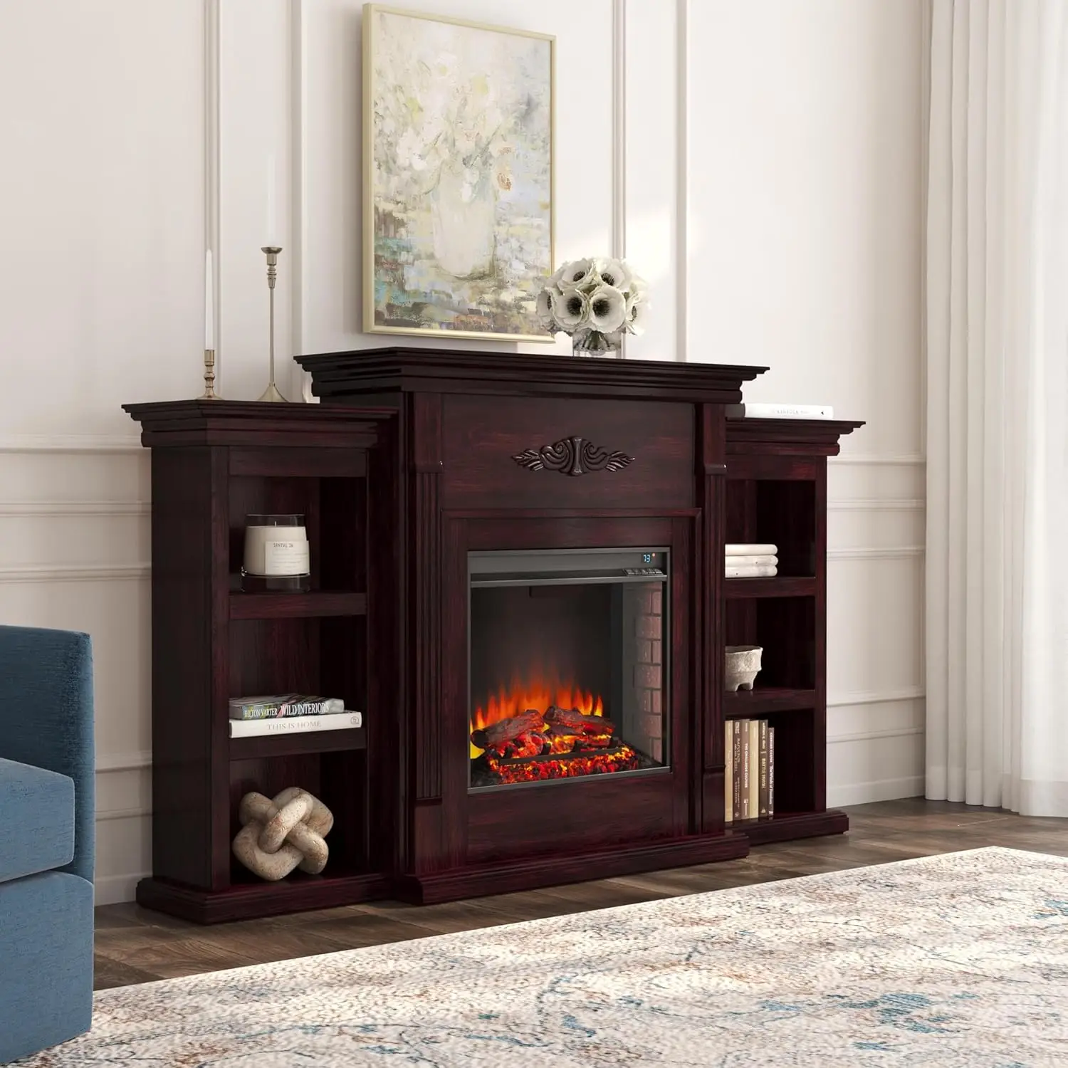 Tennyson Bookcases Electric Fireplace, Espresso