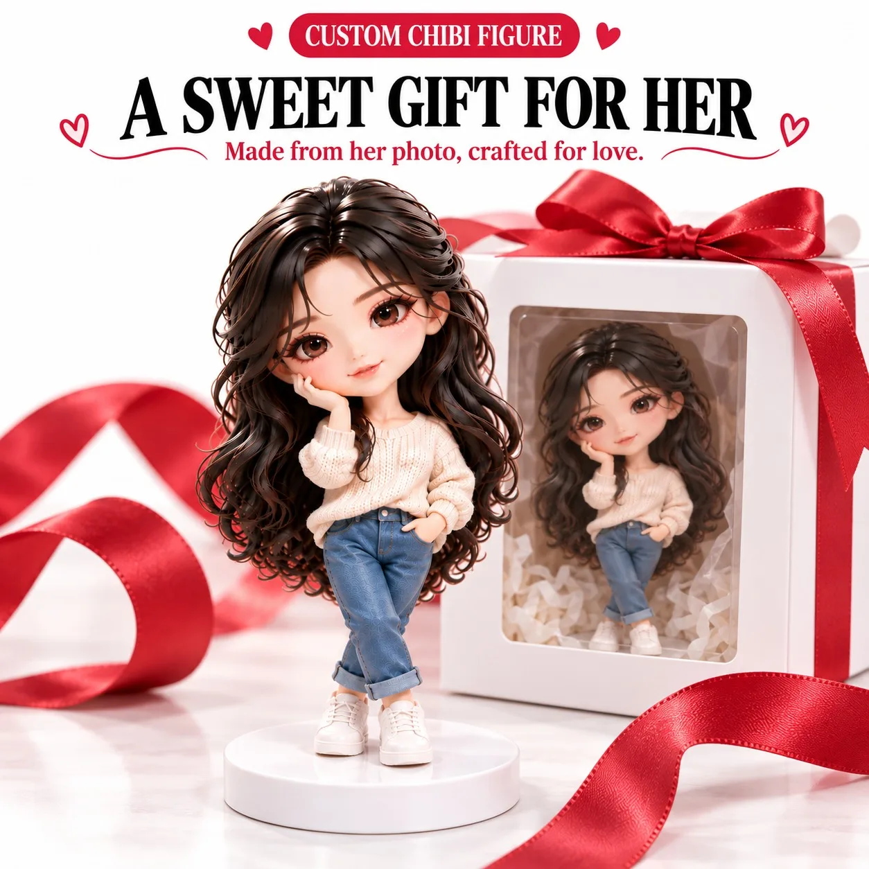 Custom 3D Printed Chibi Figurine Personalized Adult Keepsake Hand-Painted Birthday Wedding Anniversary Gift from Photo