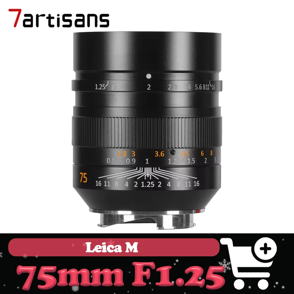 

Объектив 7artisans 75mm F1.25 II с большой апертурой, полнокадровый, с фиксированным фокусным расстоянием, телеобъектив, совместимый с Leica SL CL