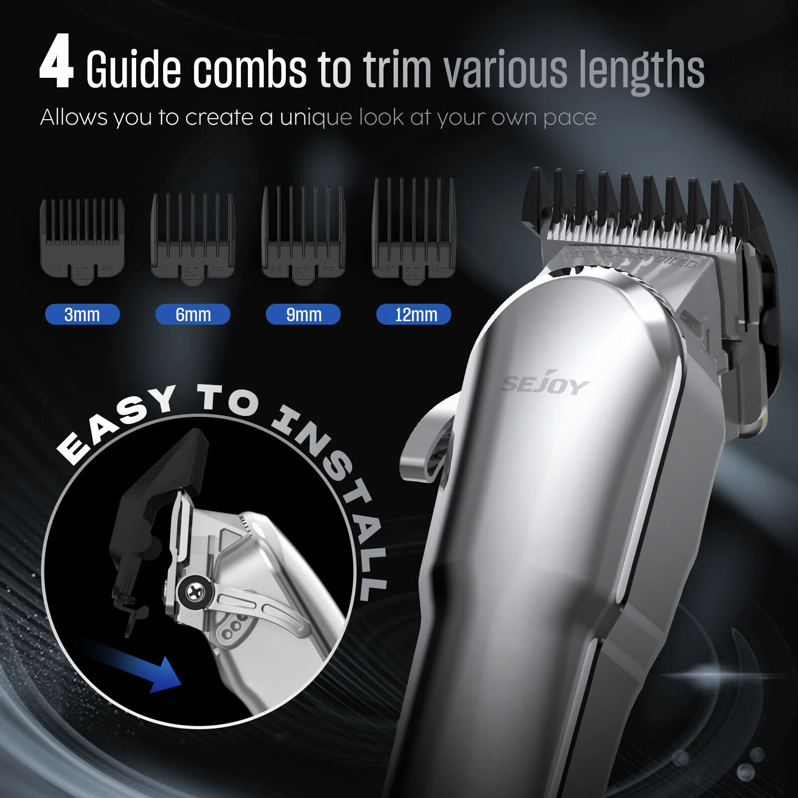 Sejoy Professional Hair Cutting Machine Hair Cutting Kit Cordless Barber Clipper Set with LED Display Hair Clippers for Men image 4