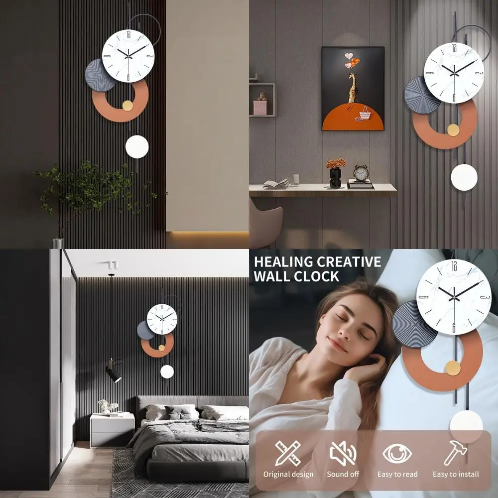 

Large Modern Metal Wall Clocks, Battery-Powered Silent Decor for Home, 14x28 Inches