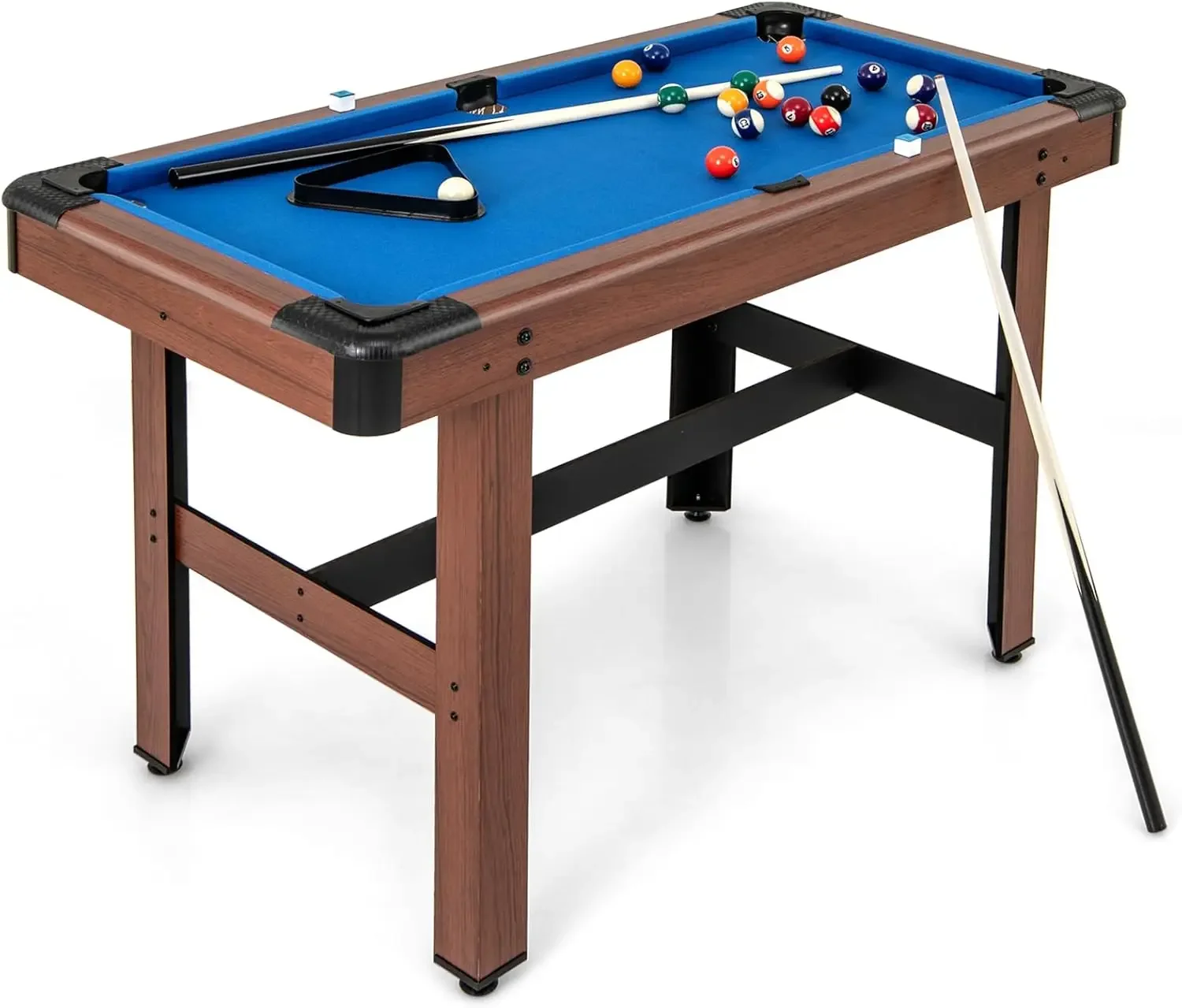 Pool Table, 48 Inch Wooden Billiard Tables with 16 Balls, 2 Cue Sticks, 2 Chalks and Brush, Snooker Table Mini Pool Table for Ki