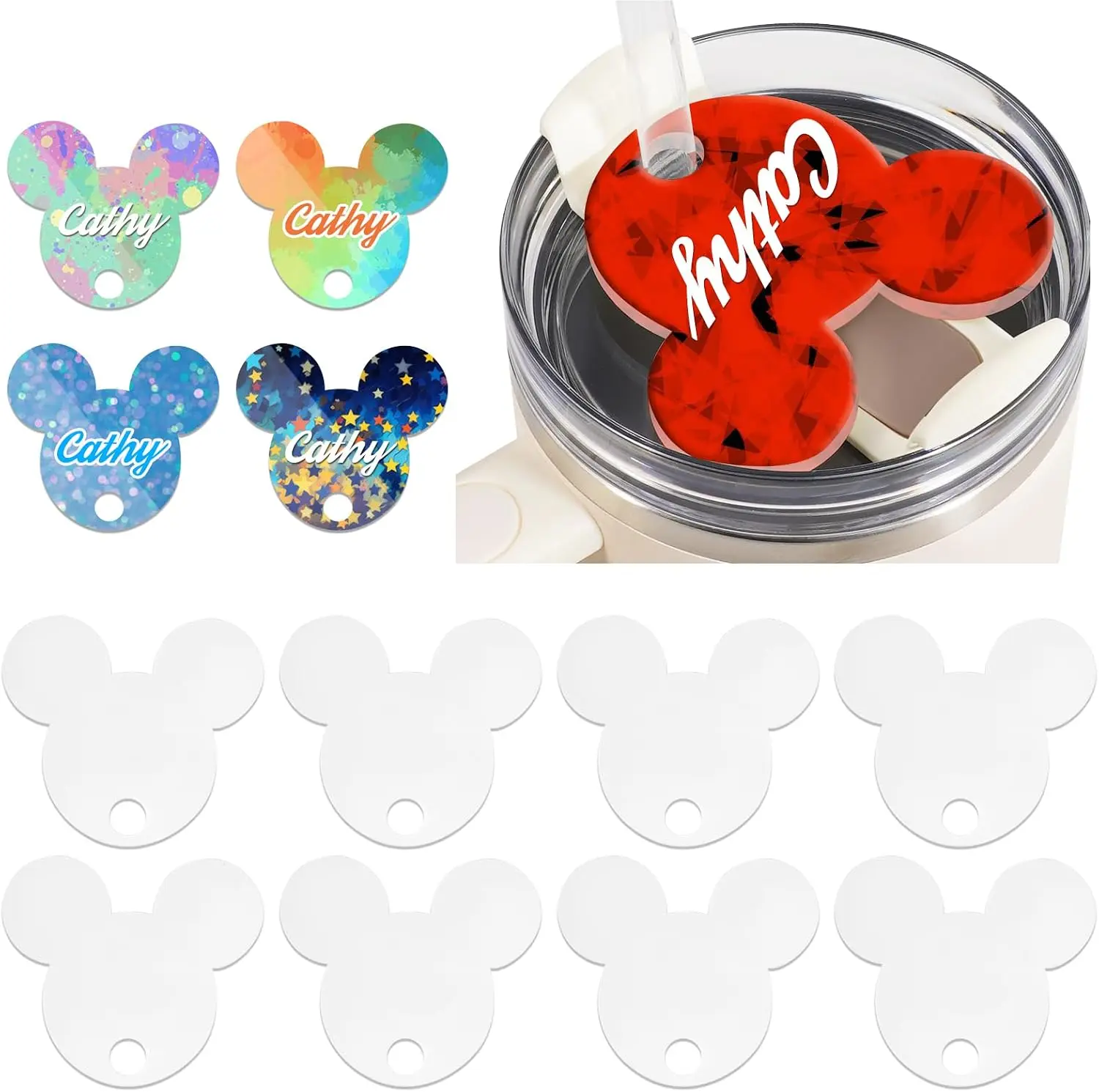 30 pcs Sublimation Acrylic Name Plate Blanks 40oz Tumbler Topper Personalized Name Tag for Customized Stanley